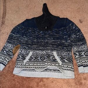 Stylish Kids Navy and Gray Patterned Sweater